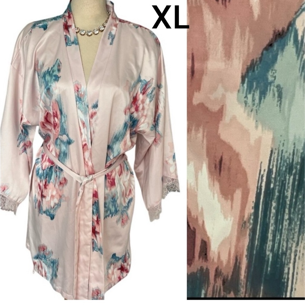 IN BLOOM BY JONQUIL Robe Size XL Pale Pink Kimono Bridesmaid